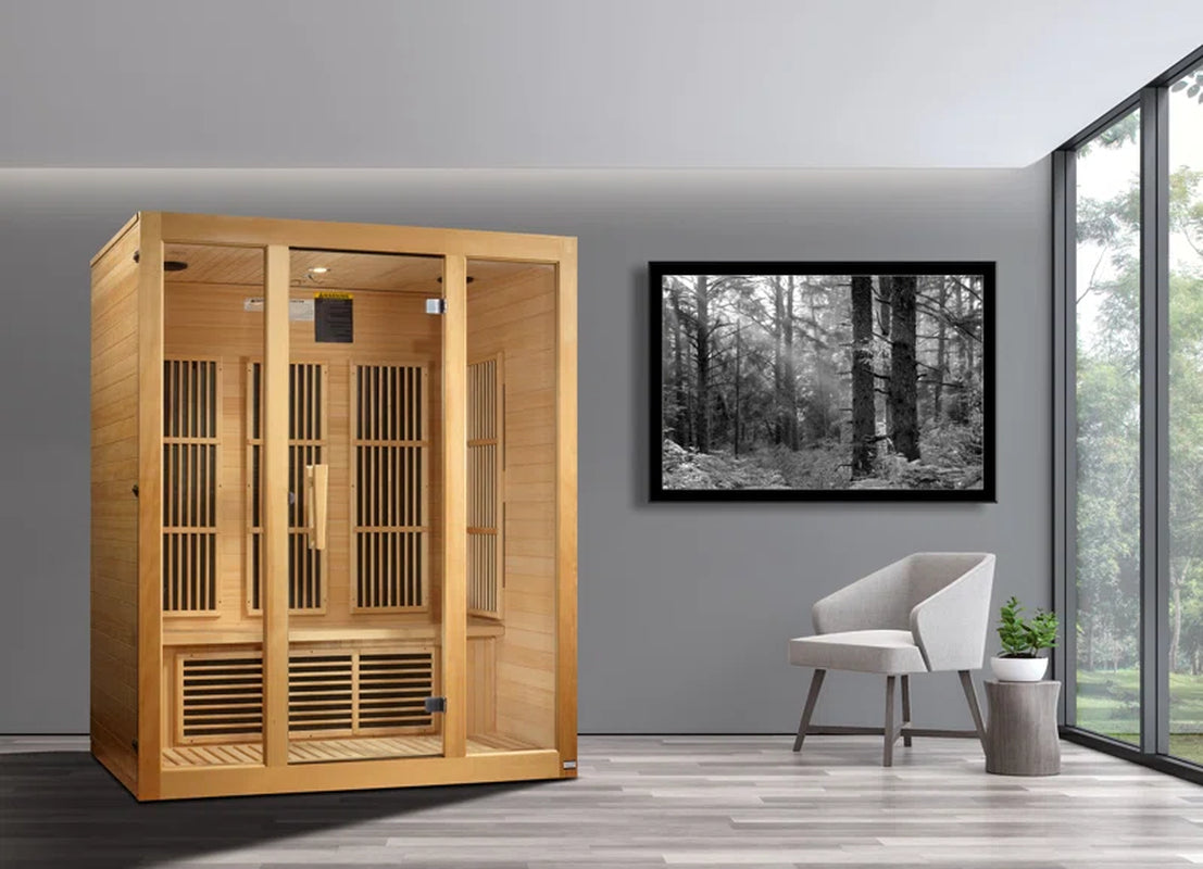 Dynamic Bellevue 3-Person FAR Infrared Sauna with Bluetooth in Canadian Hemlock