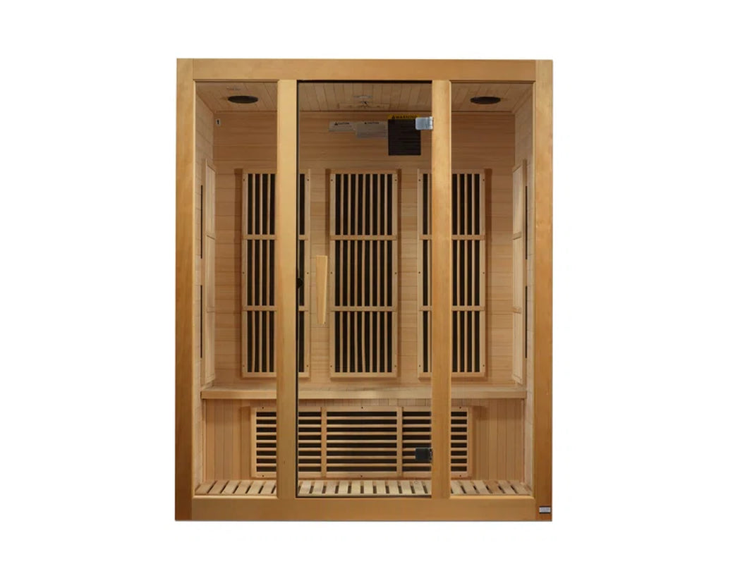 Dynamic Bellevue 3-Person FAR Infrared Sauna with Bluetooth in Canadian Hemlock